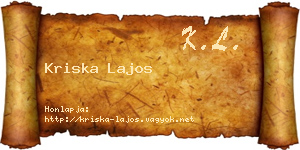 Kriska Lajos névjegykártya